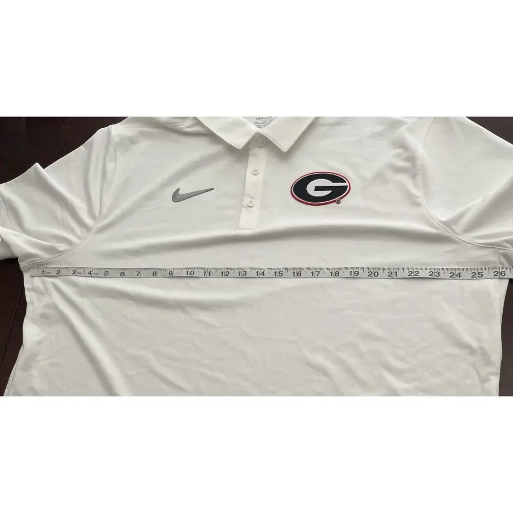 Georgia Bulldogs UGA Collegiate White Nike Dri-Fit Polo Shirt Men's 2XL NWT